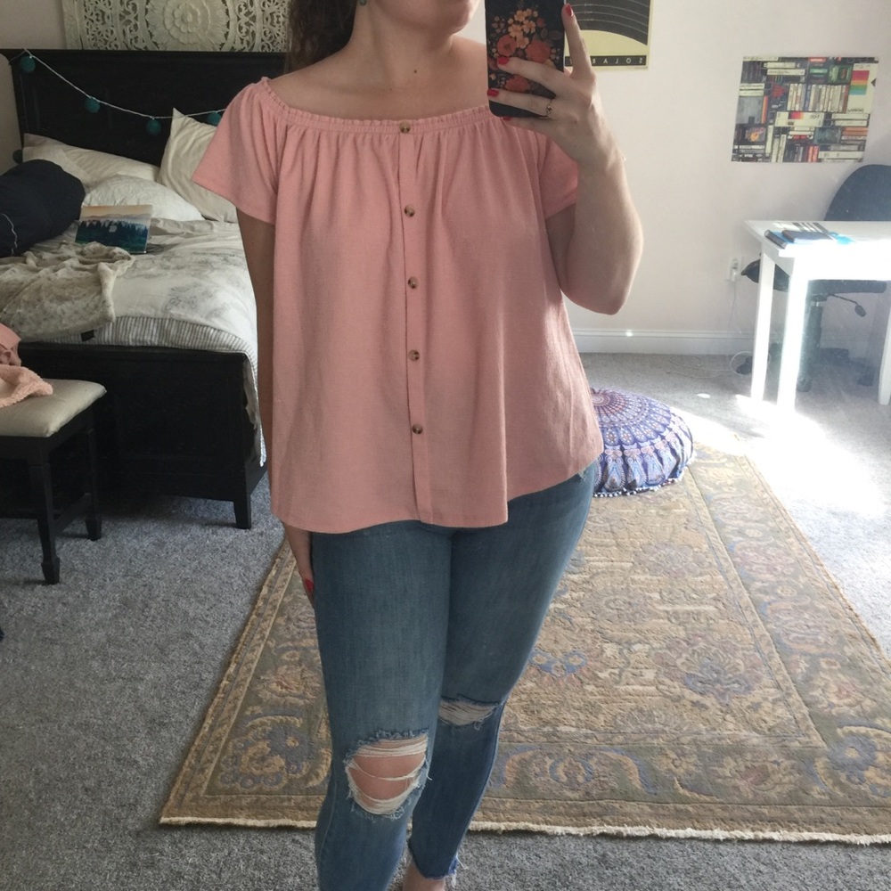 Pink off the shoulder top